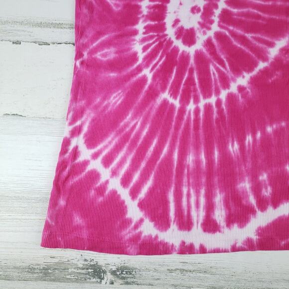 NWOT Point Sportswear Ribbed Tie Dye Pink Fuchsia Spiral Tank Top Size Medium - Picture 2 of 8